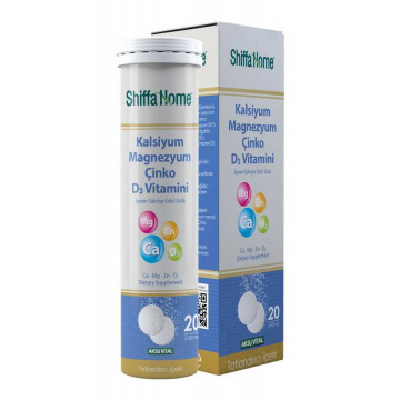 Shiffa Home Kalsiyum - Magnezyum - Çinko - D3 Vitamini Efervesan Tablet